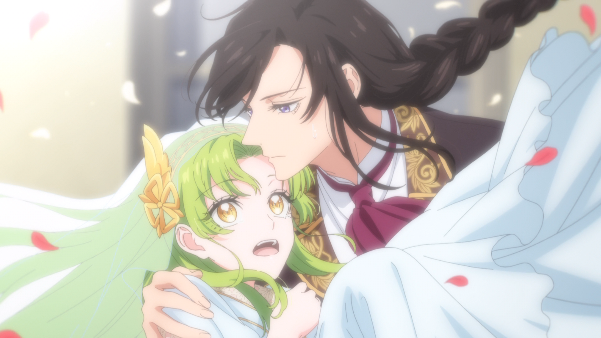 Leonardo catching falling Diana, like the knight in shining armor he is